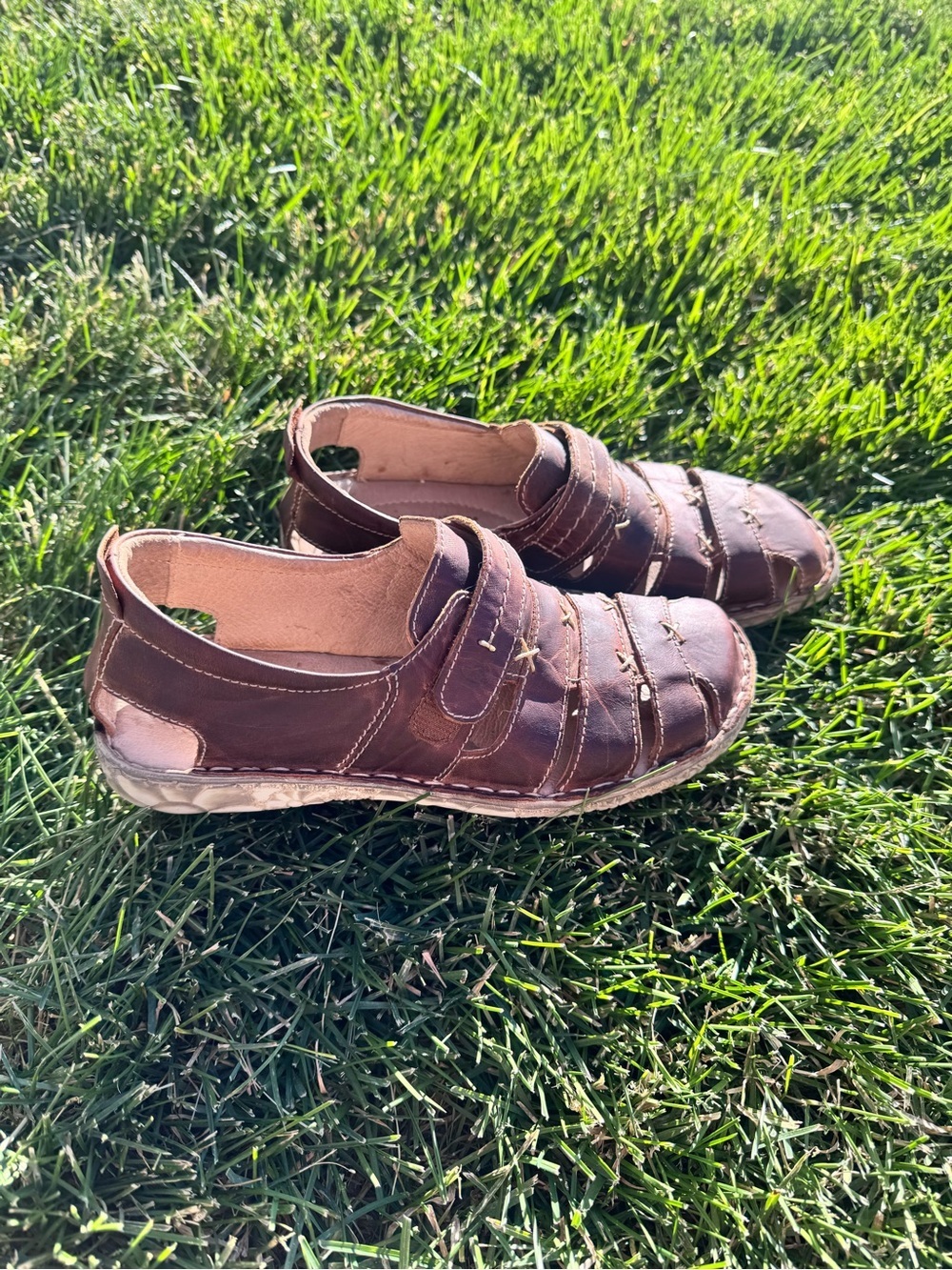 Josef Seibel Brown Leather Comfort Sandals Size 38 US 7.5 - Picture 3 of 12